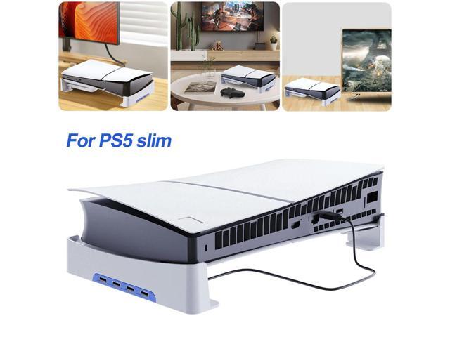 For PS5 Slim Base Stand Side Stand Base Stable with 4-Port USB2.0 Hub Base Stand Holder for PS5 Slim Disc & Edition