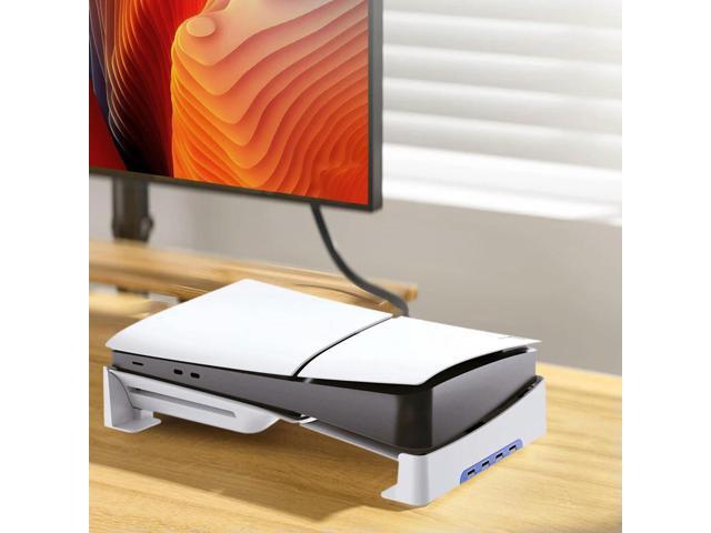 For PS5 Slim Base Stand Side Stand Base Stable with 4-Port USB2.0 Hub Base Stand Holder for PS5 Slim Disc & Edition