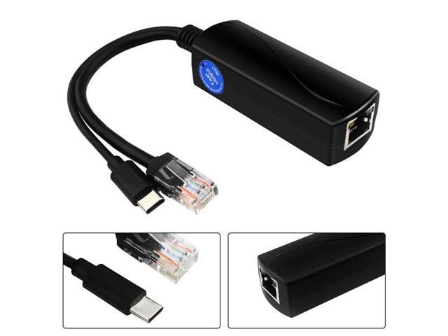 PoE 48V To USB-C 5V/4A Output IEEE802.3af/at Compliant PoE Power Over Ethernet Splitter Adapter for Raspberry Pi 5