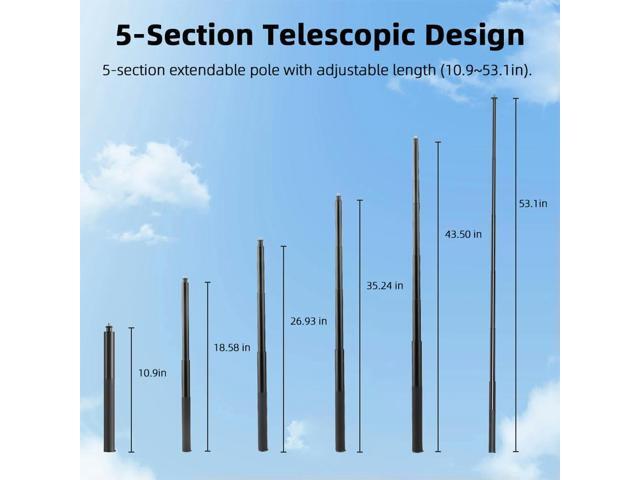 Carbon Fiber Selfie Stick 1/4 Inch Screw Invisible Selfie Stick Lightweight Extended Monopod for Panoramic Camera Action Camera