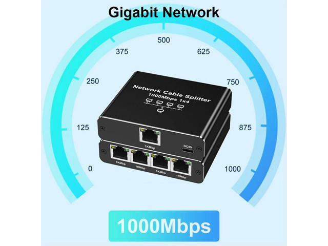 1 To 4 Gigabit Ethernet Splitter High Speed 1000Mbps LAN Splitter 4 Devices Simultaneously Networking for Cat5/5e/6/7/8 Cable