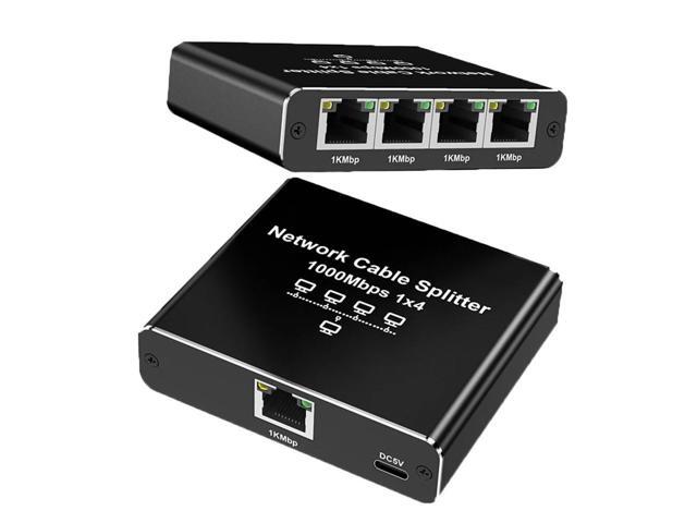 1 To 4 Gigabit Ethernet Splitter High Speed 1000Mbps LAN Splitter 4 Devices Simultaneously Networking for Cat5/5e/6/7/8 Cable