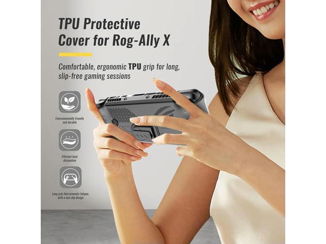 For ROG Ally X TPU Protective Case Cover Anti-Scratch with Stand Protective Skin Case All-round Protection Game Accessories
