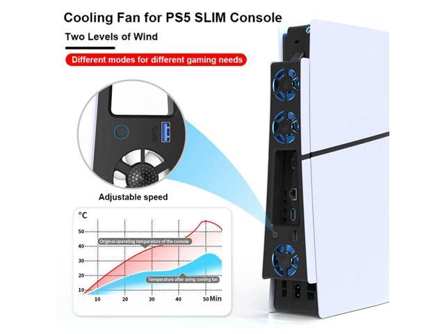 Cooling Fan for PS5 Slim Console with Adjustable Speed Silent Enhanced Cooling Fan with USB 3.0 Port Efficient Cooling System