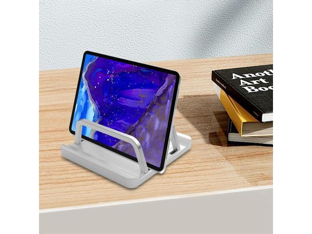 2 Slot Vertical Laptop Stand Anti-Slip Tablet Holder Space Saving Multi-Purpose Laptop Holder for Computer Tablet Phone