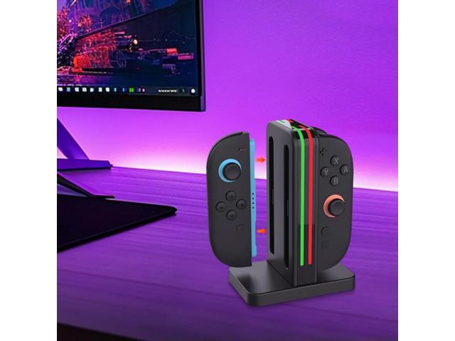 4 In 1 Game Controller Charger LED Indicator Magnetic Charging Dock Colored Light Handle Charging Base for NS Accessories