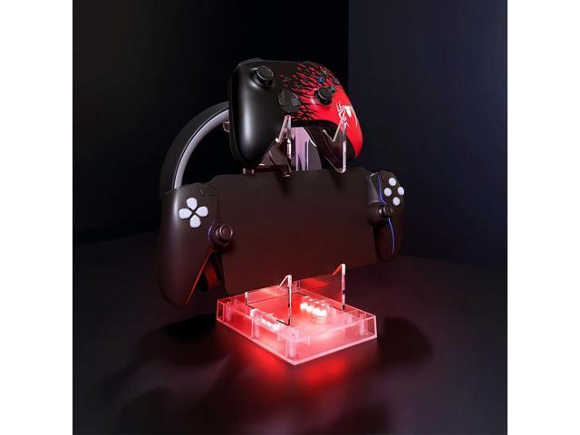 RGB Game Console Controller Bracket Transparent Gamepad Controller Stand Controller Holder Headset Stand for PS5 Portal/PS5/Xbox