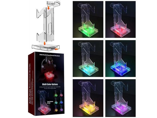 RGB Game Console Controller Bracket Transparent Gamepad Controller Stand Controller Holder Headset Stand for PS5 Portal/PS5/Xbox