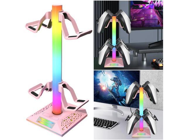 RGB Gaming Headphones Stand with 2 USB2.0 Ports Headset Gamepad Stand Controller Stand for PS5 Gaming Accessories