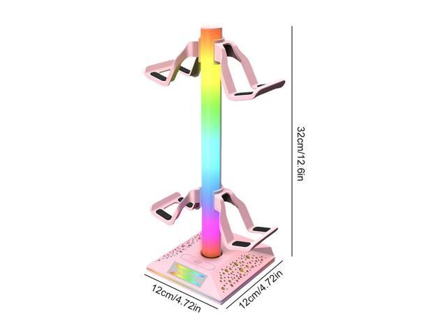 RGB Gaming Headphones Stand with 2 USB2.0 Ports Headset Gamepad Stand Controller Stand for PS5 Gaming Accessories