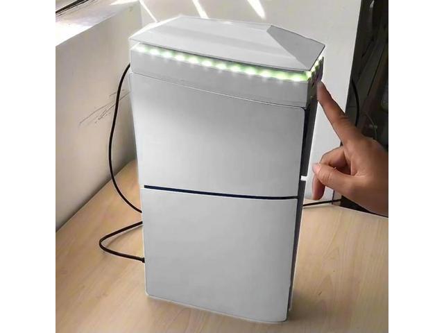 Console Cooling Fan with Dust Cover LED Light 3 Speed Top Cooling System Upper RGB Cooling Fan for PS5 Slim Console Disc/