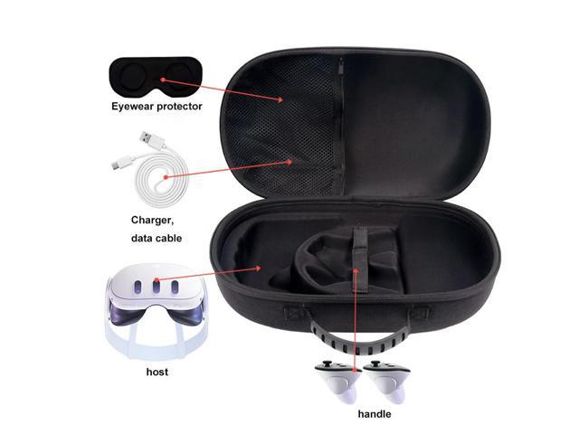Carrying Case Bag with Lens Cover Shockproof Portable Bag Mesh Pocket Bag for Quest 3 VR Headset Game Controller