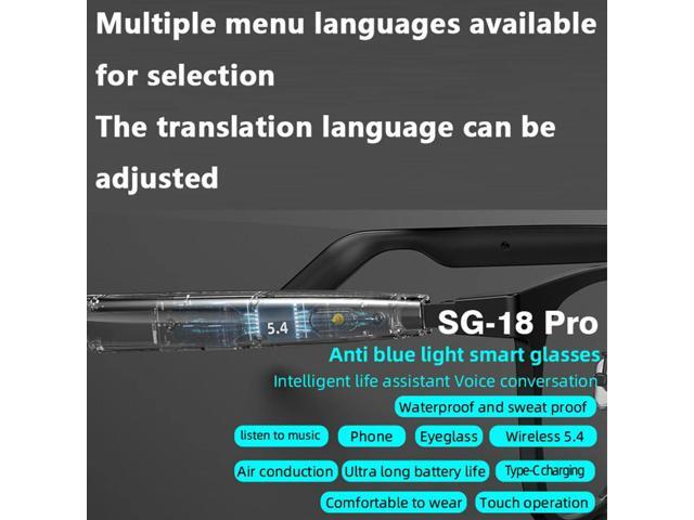 AI Translate Eyeglasses BT 5.4 Call Portable Music Play Glasses Noise Canceling Wireless Sports Sun Glasses for Men Women