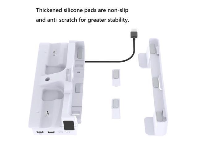 Horizontal Stand with Dual Controller Charger Base Stand for PS5 Slim Console for 5 Slim Disc & Editions