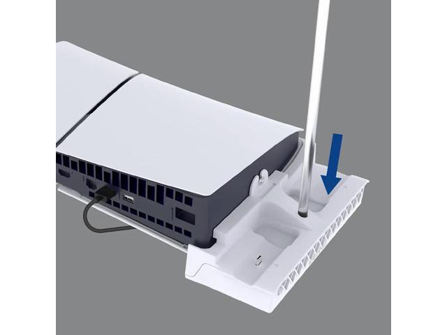 Horizontal Stand with Dual Controller Charger Base Stand for PS5 Slim Console for 5 Slim Disc & Editions