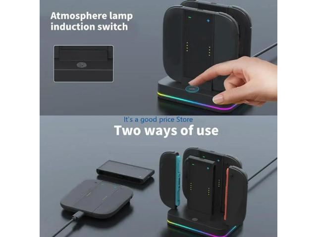 4 in 1 Charging Dock Station for NS2 Small Controllers ligent Protections Feature Ambient Lighting Design