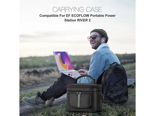 Carrying Case for Ef Ecoflow River 2 Portable Power Station Bag Travel Bag Multiple Pockets with Shoulder Strap & Handle