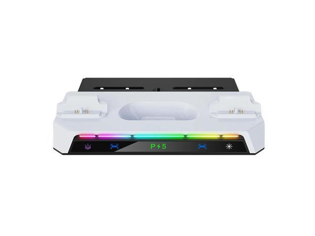 Wall Mount Kit with Charging Station RGB Light Wall Bracket W/ Headset Holder Wall Stand for PS5 Slim/PS5 Console Disc &