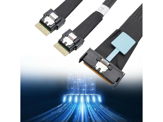 MCIO 8i Slimline SAS To 2 Ports SFF-8654 4i Cable PCIE5.0 Server Adapter Cable Male To Male Connection Cable Server Adapter 50cm