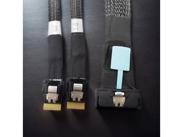 MCIO 8i Slimline SAS To 2 Ports SFF-8654 4i Cable PCIE5.0 Server Adapter Cable Male To Male Connection Cable Server Adapter 50cm