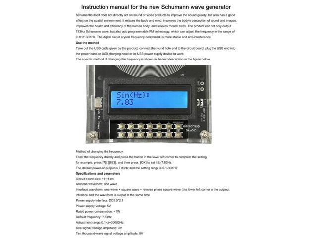 Sine Waves Schumann Waves Generator Resonances Device Adjustable 7.83Hz Enclosed