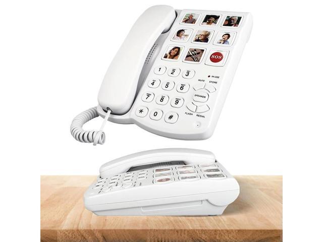 Corded Telephone with Speaker Elderly Image Phone One Button Touch Enlarged Phone 9 Piction for Patients with Hearing Impairment