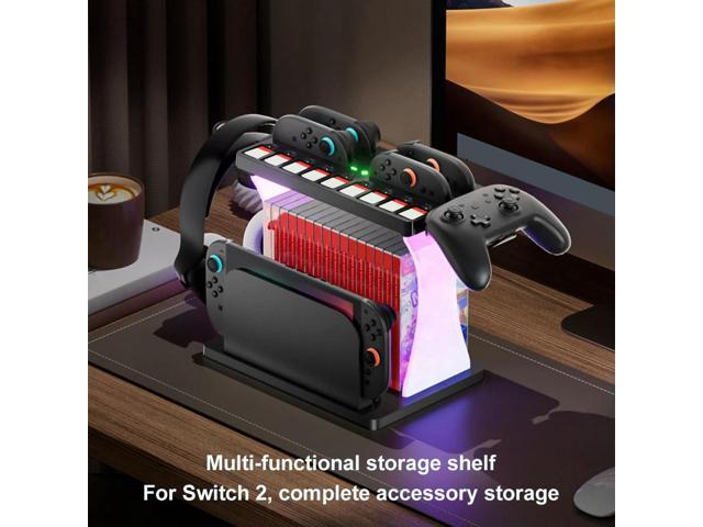 Game Rack Multifunctional Organizer Rack Charging Stand Station for Nintendo Switch2 Game Holder Game Disk Rack