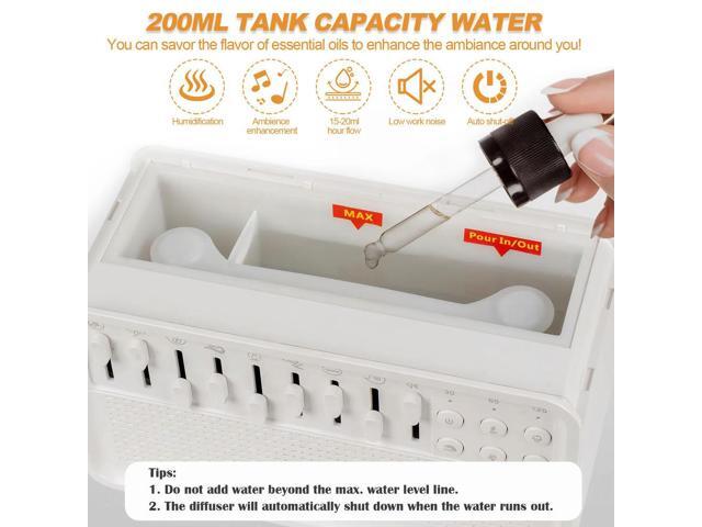 LED White Noise Speaker Timer Portable BT Speaker Waterless Auto-Off Aroma Diffuser Night Light for Bedroom Living Room Bedside