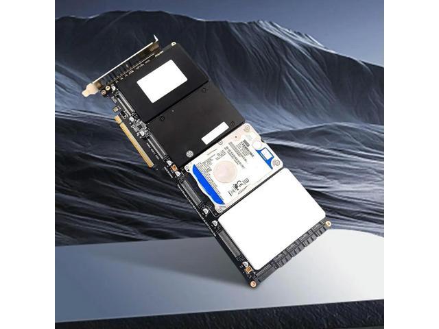 4-Port NVMe Interface PCIe X16 Conversion Card Motherboard Support PCIe X4x4x4x4 Bifurcation with LED Indicator for PC