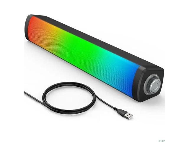 Gaming PC Speakers Soundbar with Colorful LED Lights Deep Bass Enhancement