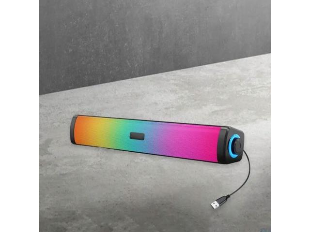 Gaming PC Speakers Soundbar with Colorful LED Lights Deep Bass Enhancement