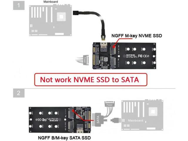 JoniSerl M.2 NVME to SFF-8654 NGFF SSD to SATA 2 in 1 Combo Adapter for Mainboard (Not Work NVME SSD to SATA)