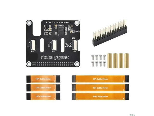 2 Port PCIe to 2CH PCIe FFC HAT PCle Expansion Module 16Pin Connection for RPi 5 for Electronics Enthusiasts