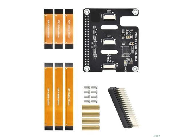 2 Port PCIe to 2CH PCIe FFC HAT PCle Expansion Module 16Pin Connection for RPi 5 for Electronics Enthusiasts