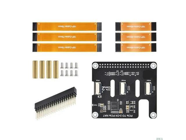 2 Port PCIe to 2CH PCIe FFC HAT PCle Expansion Module 16Pin Connection for RPi 5 for Electronics Enthusiasts