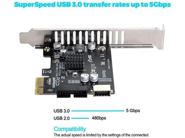 JoniSerl PCI-E to USB 3.0 Expansion Card 5Gpbs Type E PCI Express Card 19/20 Pin Header for Type C Front Panel Mount Adapter