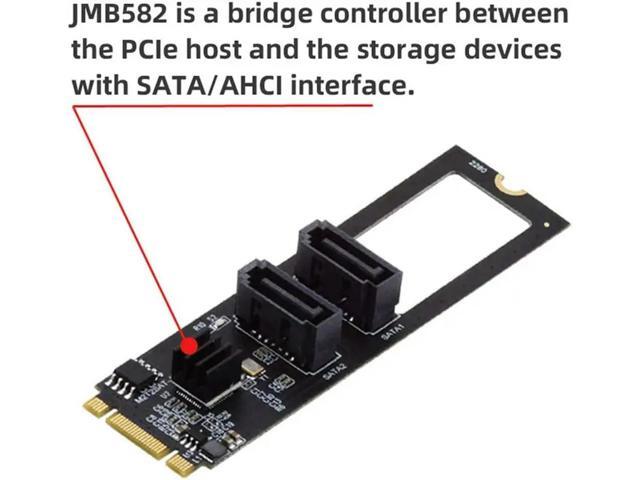 JoniSerl Vertical JMB582 2280 NGFF Key B+M PCI Express to SATA 3.0 6Gbps Dual Ports Adapter Converter Hard Drive Extension Card