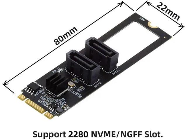 JoniSerl Vertical JMB582 2280 NGFF Key B+M PCI Express to SATA 3.0 6Gbps Dual Ports Adapter Converter Hard Drive Extension Card