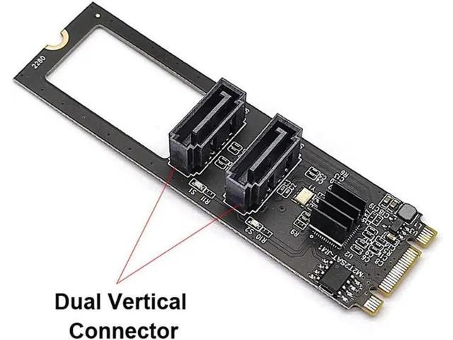 JoniSerl Vertical JMB582 2280 NGFF Key B+M PCI Express to SATA 3.0 6Gbps Dual Ports Adapter Converter Hard Drive Extension Card