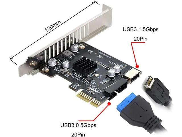 JoniSerl PCI-E to USB 3.0 Expansion Card 5Gpbs Type E PCI Express Card 19/20 Pin Header for Type C Front Panel Mount Adapter