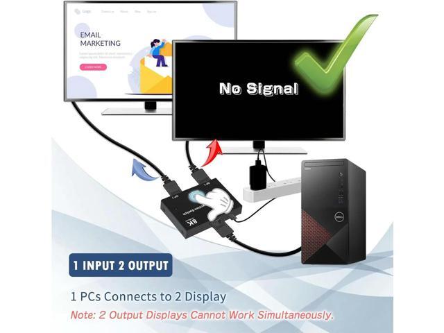 DisplayPort Switch 8K Splitter Bidirectional DP 1.4 Switch 2 in 1 Out/1 in 2 Out 8K@30Hz/4K@120Hz for PC Host Monitor Laptop etc