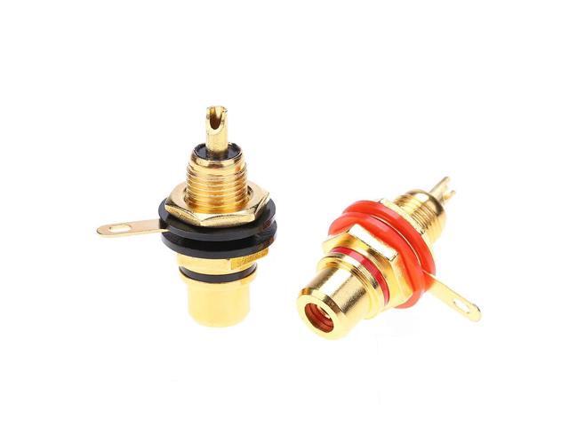 2pcs RCA Female Socket Connectors Chassis Panel Mount Adapters Audio Terminal Plug Zinc Alloy Gold Plating Accessories