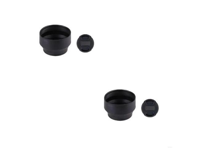 49mm Rubber Cameras Lens Hood Set of 2pcs Camera Sun Shade Reduce Improve Photography and Videos