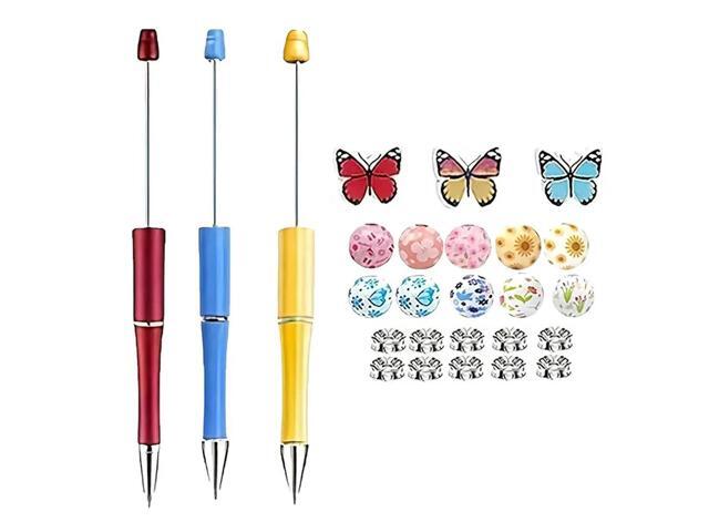 Beadable Pens Bulk With Colorful Silicone Beads For DIY Pen Making Kit For Women Kids Students Office School