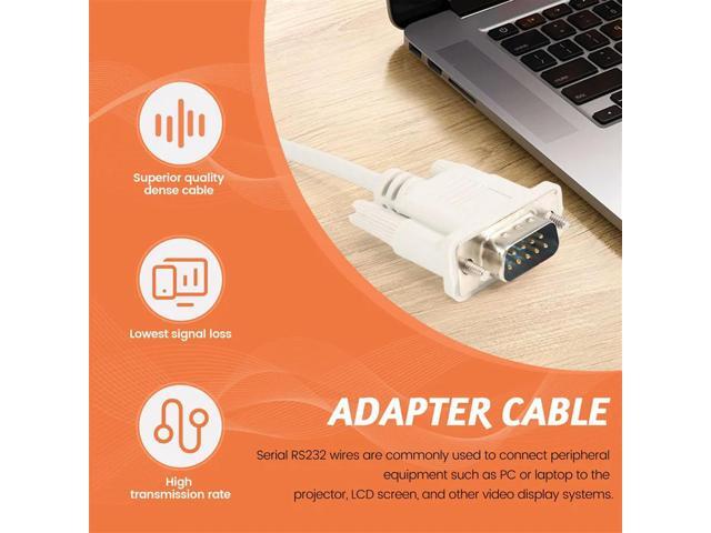 VGA DB15 Male To RS232 DB9 Pin Male Adapter Cable / Video Graphic Extension Cable (White, 1.4M)