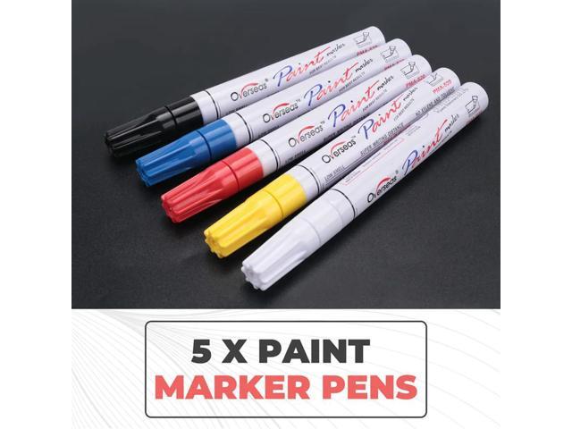 Paint Marker Pens - 5 Colors Permanent Oil Based Paint Markers, Medium Tip, Quick Dry And Waterproof Marker