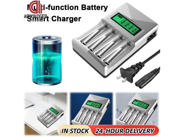 4-Slot ligent Charger LCD Display Independent Charging Charger for AA AAA NIMH NI-CD Rechargeable Batteries