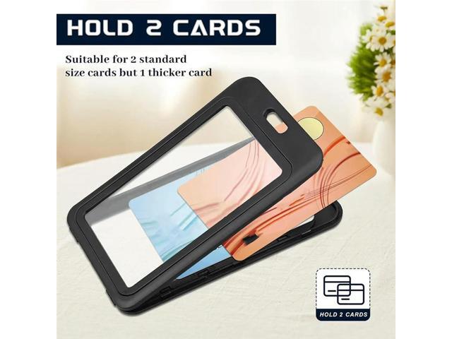 ID Badge Holder With Double-Sided Vertical ID Card Holder ID Card Case Protector For Office, 12PCS Black