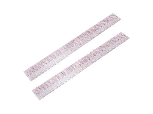 2X Drawing Tool Squares Angles Parallel Line Soft Plastic Metric Ruler Clear Pink
