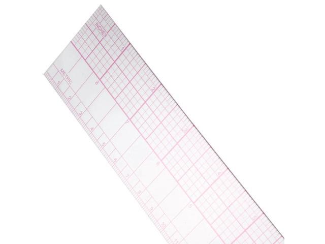 2X Drawing Tool Squares Angles Parallel Line Soft Plastic Metric Ruler Clear Pink